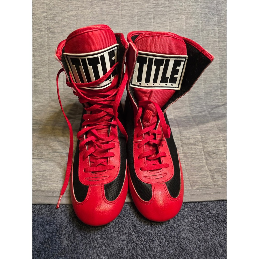 1462 Title Boxing Shoes Red Black Mid Cut Training Boots Mens 7 EUR 40